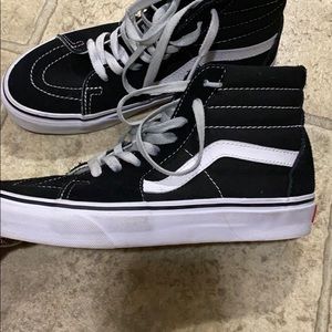 black and white high top vans